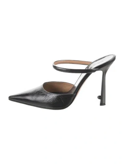 Pre-owned Off-white Satin Mules In Black