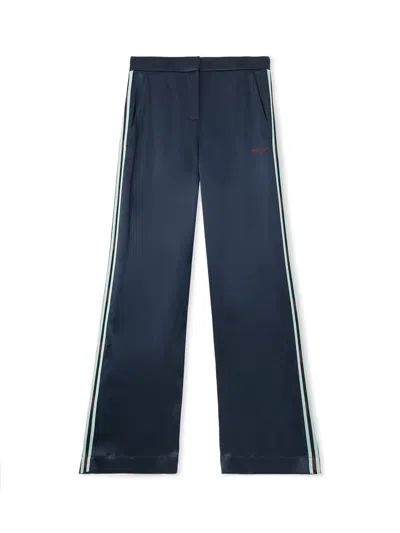 Off-white Satin Wide Pants In Blue