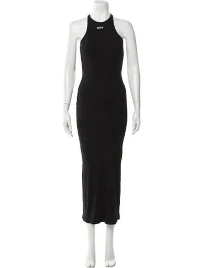 Pre-owned Off-white Scoop Neck Long Dress In Black