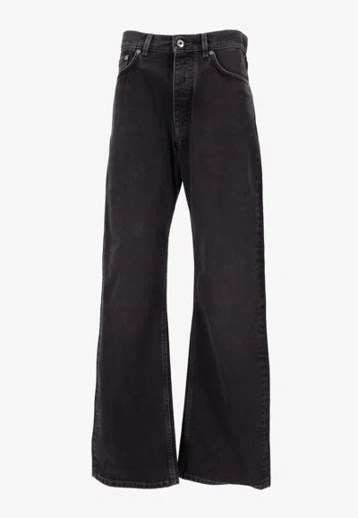 Off-white Script Logo 90s Faded Skate Jeans In Black
