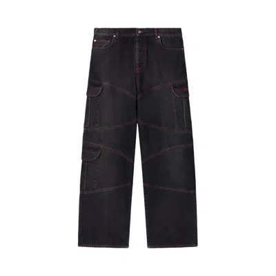 Pre-owned Off-white Script Samurai Straight Jeans 'vintage Black/red' | Men's Size 30