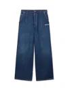 Off-white Embroidered Logo Wide Jeans In Blue