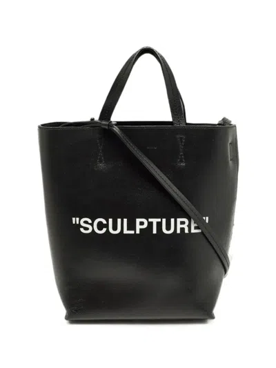 Pre-owned Off-white Sculpture Leather Tote Bag In Black