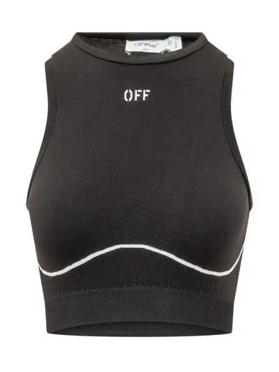 Off-white Seamless Cropped Top In Black