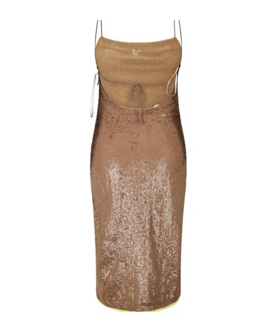 Off-white Sequin Dress In Brown