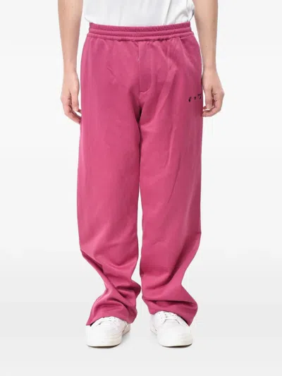 Off-white Sequin-stripe Track Pants In Pink