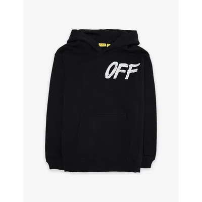 Off-white Kids' Shared Logo Cotton-jersey Hoody 12-16 Years Black