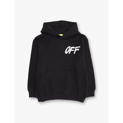 Off-white Kids' Logo-print Cotton Hoodie In Black