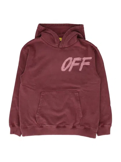 Off-white Shared Logo Fade Out Hoodie In Burgundy