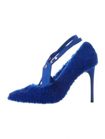 Pre-owned Off-white Shearling Pumps In Blue