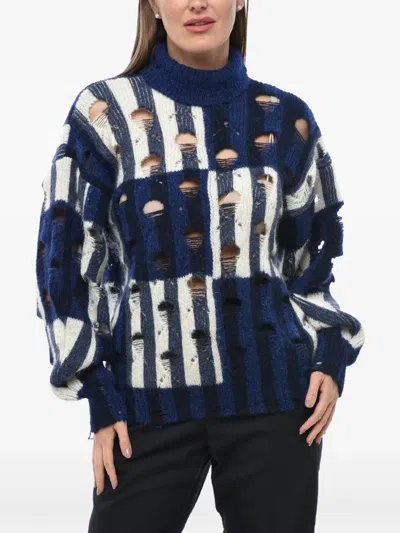 Off-white Shibori Distressed Sweater In Blue