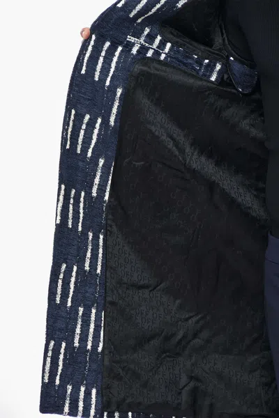 Off-white Shibori Jacquard Coat In Blue