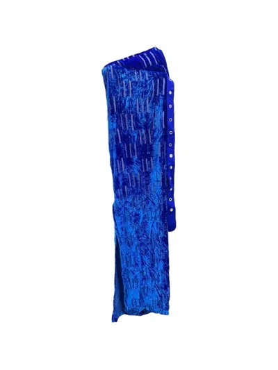 Off-white Shibori Velvet Maxi Dress In Blue