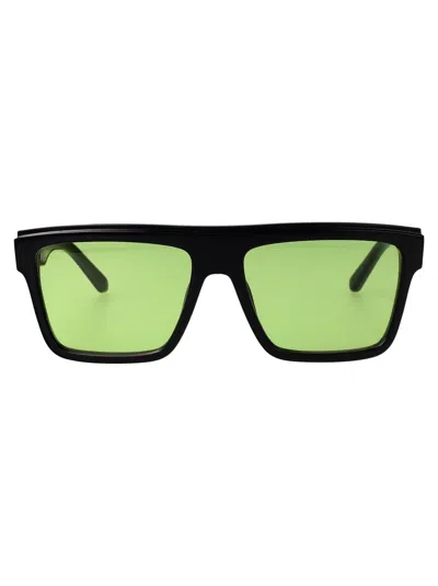 Off-white Shiny Black Acetate Sunglasses In Brown