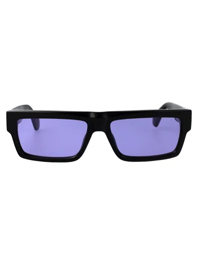 Off-white Shiny Black Acetate Sunglasses In Neutral