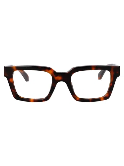 Off-white Shiny Havana Acetate Glasses In Multi
