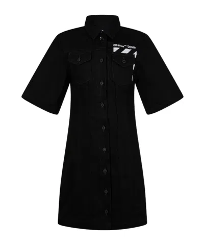 Off-white Shirt Dress In Black