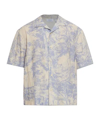 Off-white City Nature Linen Bowling Shirt In Neutral