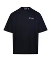 Off-white Crew-neck Cotton T-shirt With Contrasting Logo In Blue