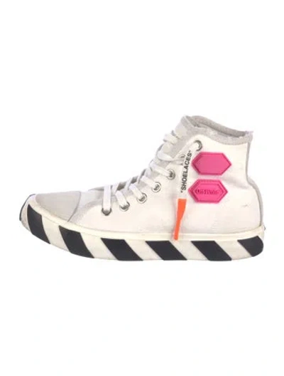 Pre-owned Off-white Signature Logo Canvas Wedge Sneakers In White