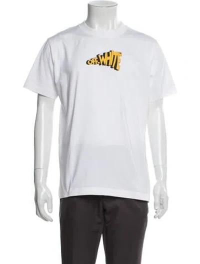 Pre-owned Off-white Signature Logo Graphic Print T-shirt W/ Tags In White