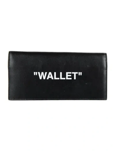 Pre-owned Off-white Signature Logo Leather Continental Wallet In Black