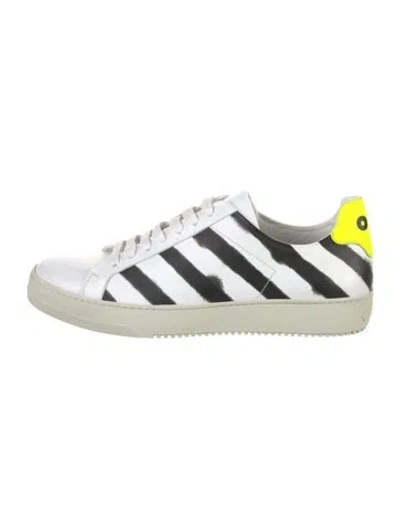Pre-owned Off-white Signature Logo Leather Sneakers In White