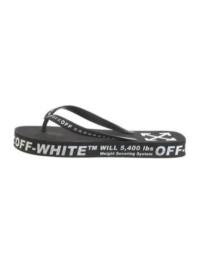 Pre-owned Off-white Signature Logo Rubber Flip Flops In Black