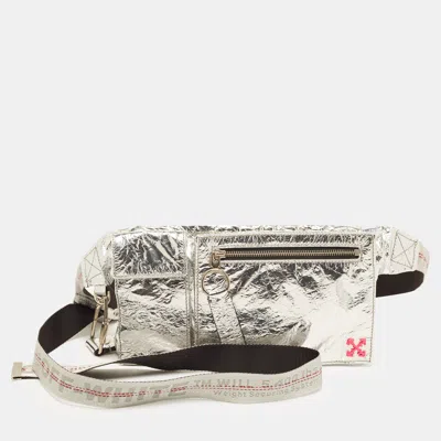 Pre-owned Off-white Silver Crinkle Leather Fanny Pack