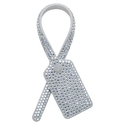 Pre-owned Off-white Silver  Crystal-embellished Zip Tie Luggage Tag