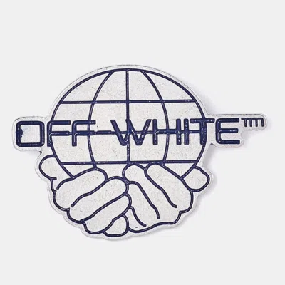 Off-white Silver Tone World Pin Brooch In Blue