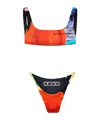 Off-white Simple Printed Split Swimsuit In Multi
