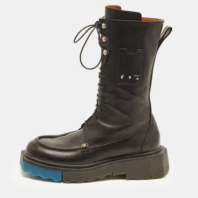 Pre-owned Off-white Size 39 Black Leather Mid Calf Boots