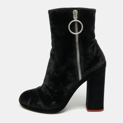 Pre-owned Off-white Size 39 Black Velvet Ankle Length Boots