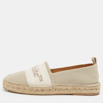 Pre-owned Off-white Size 40 Beige/white Canvas Espadrille Flats In Sand