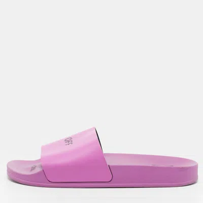 Pre-owned Off-white Size 41 Purple Leather Flat Slides