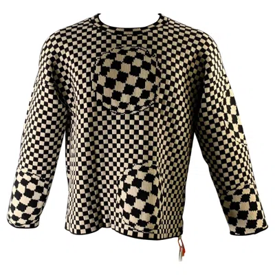 Pre-owned Off-white Size S Black White Knit Checkered Pull On Sweater