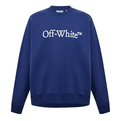 Off-white Logo-print Crew-neck Sweater In Blue