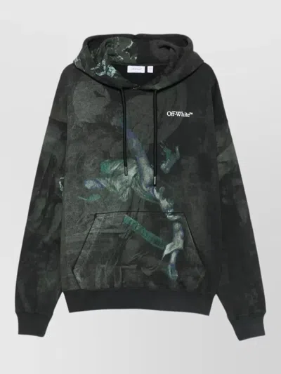 Off-white Skate Hoodie Abstract Art Drawstring Hood In Black
