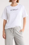 Off-white Relaxed Fit Cotton Tee With Oversized Logo In White