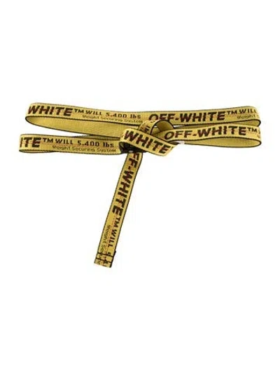 Pre-owned Off-white Skinny Canvas Belt In Black/yellow