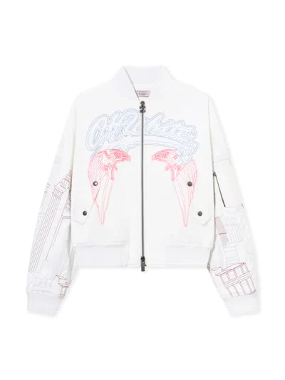 Off-white Skyline Cropped Bomber In White