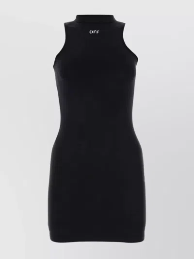 Off-white Sleeveless Logo Print Midi Dress In Black