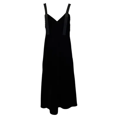 Pre-owned Off-white Sleeveless Midi Dress In Black Polyester
