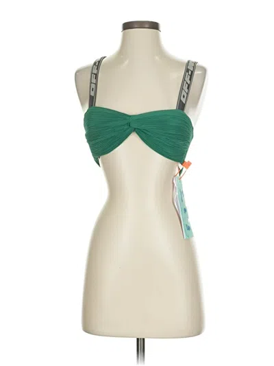 Off-white Sleeveless Top Green Sweetheart Neckline Tops