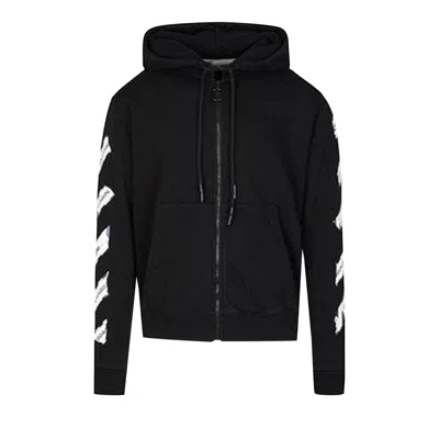 Pre-owned Off-white Slim Fit Airport Tape Zip Up Hoodie 'black' | Men's Size Xs