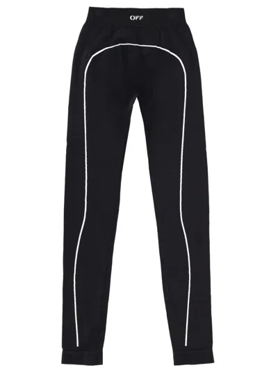 Off-white Slim Fit Logo Leggings In Black