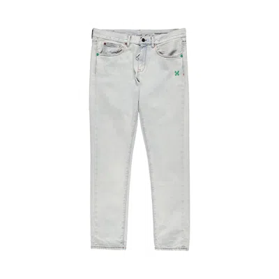 Pre-owned Off-white Slim Jeans 'bleach Mint' | Blue | Men's Size 33