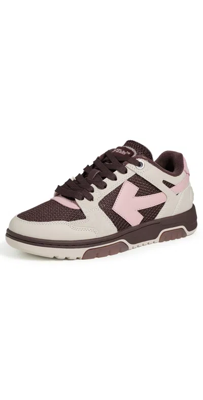 Off-white Slim Out Of Office Sneakers Ecru/rose Pink In Brown