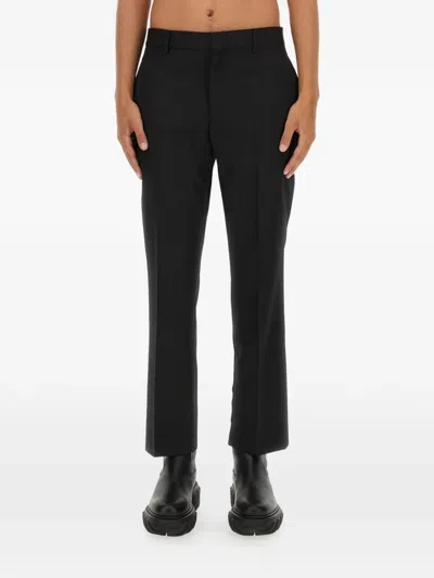 Off-white Contemporary Virgin Wool Trousers For Men In Black